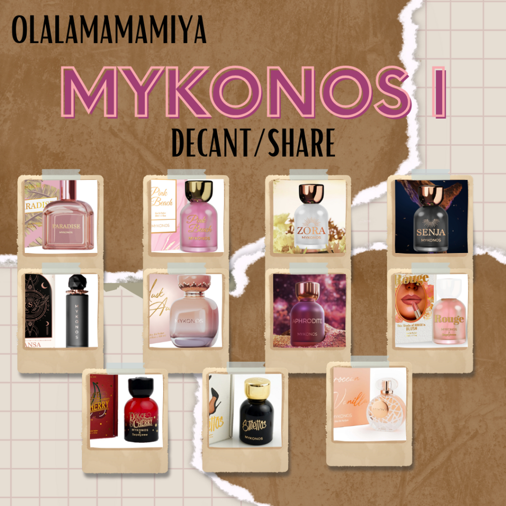 Mykonos Decant/ Share in Jar Parfum Paradise Pink Beach Zora Senja Sansa Musk Aura Aphrodite Rouge D