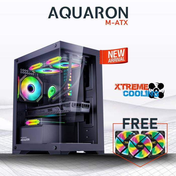 Casing PC Gaming Armageddon Aquaron M-ATX Mini-ITX Tampered Glass