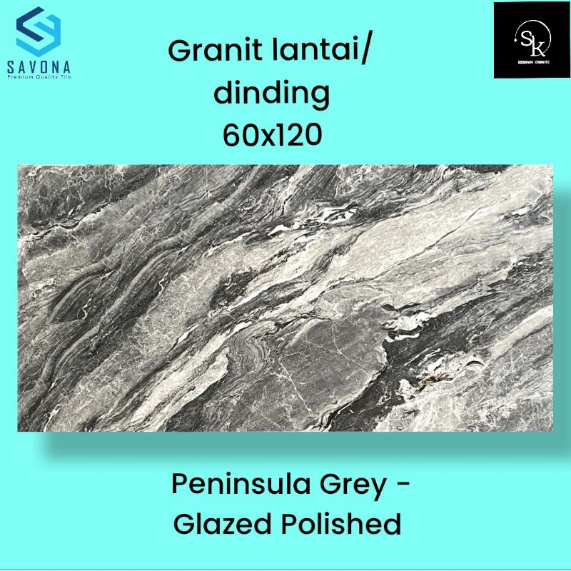 Granit lantai 60x120 Savona Gress Peninsula Grey - Glazed Polished