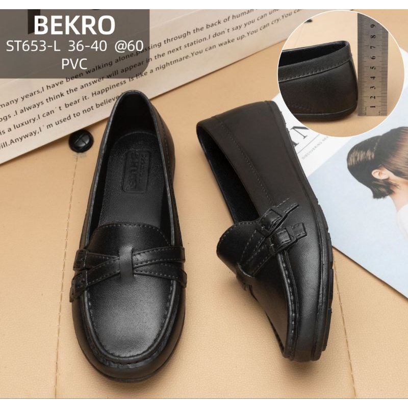 Sepatu FlatShoes Jelly Wanita Kerja Kantor Hitam Fashion Terbaru 653