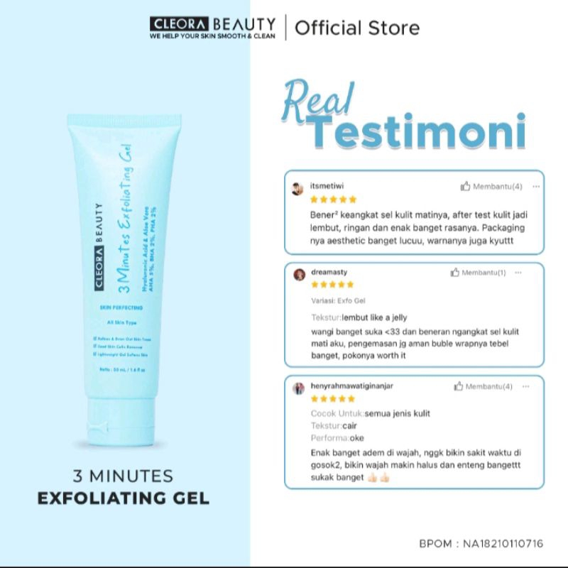 CLEORA EXFOLIATING GEL 3 MINUTES