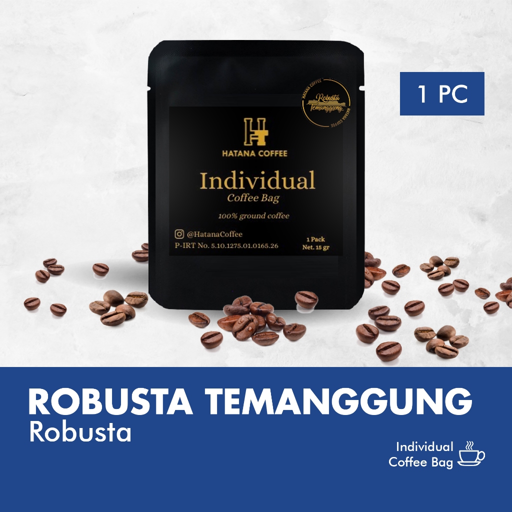 

Kopi Celup Robusta Temanggung 1 Pack @ 15 Gram | Hatana Coffee