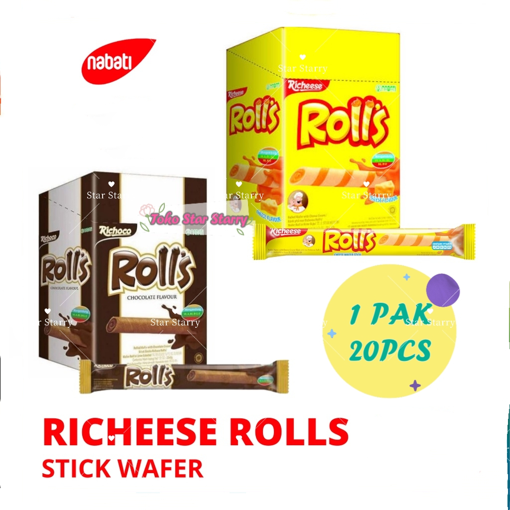 

[Per Kotak] Nabati Rolls Cokelat/Keju 1 Box 20 pcs Snack Viral Halal Mui