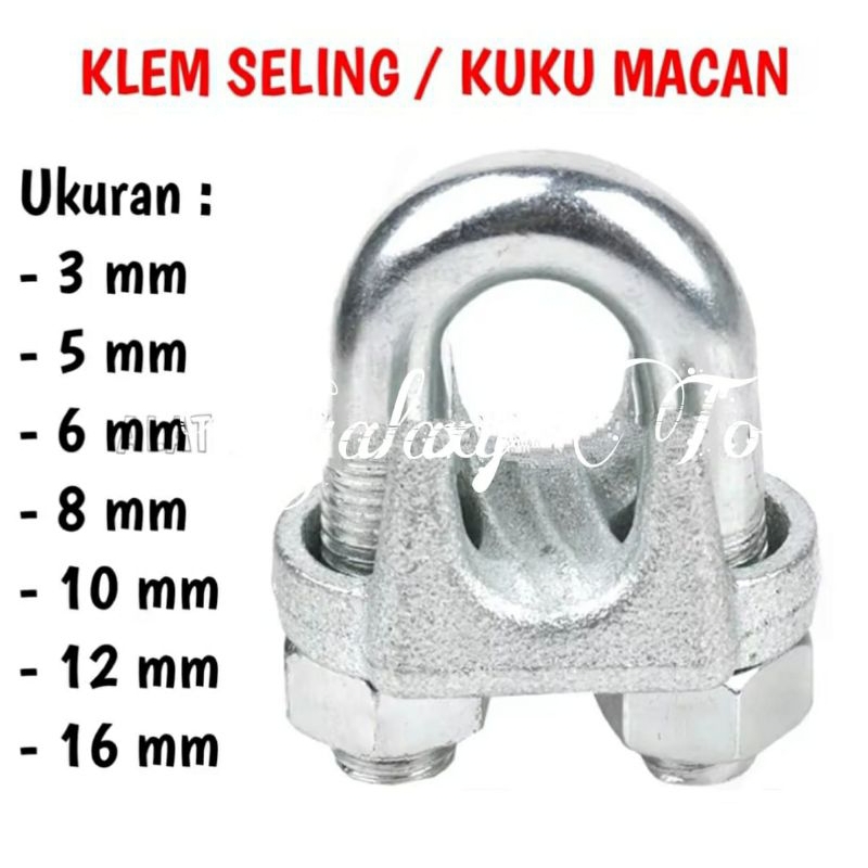 klem sling 10 mm / klem seling kuku macan wire rope klem kabel baja 10 mm Spain sekrup