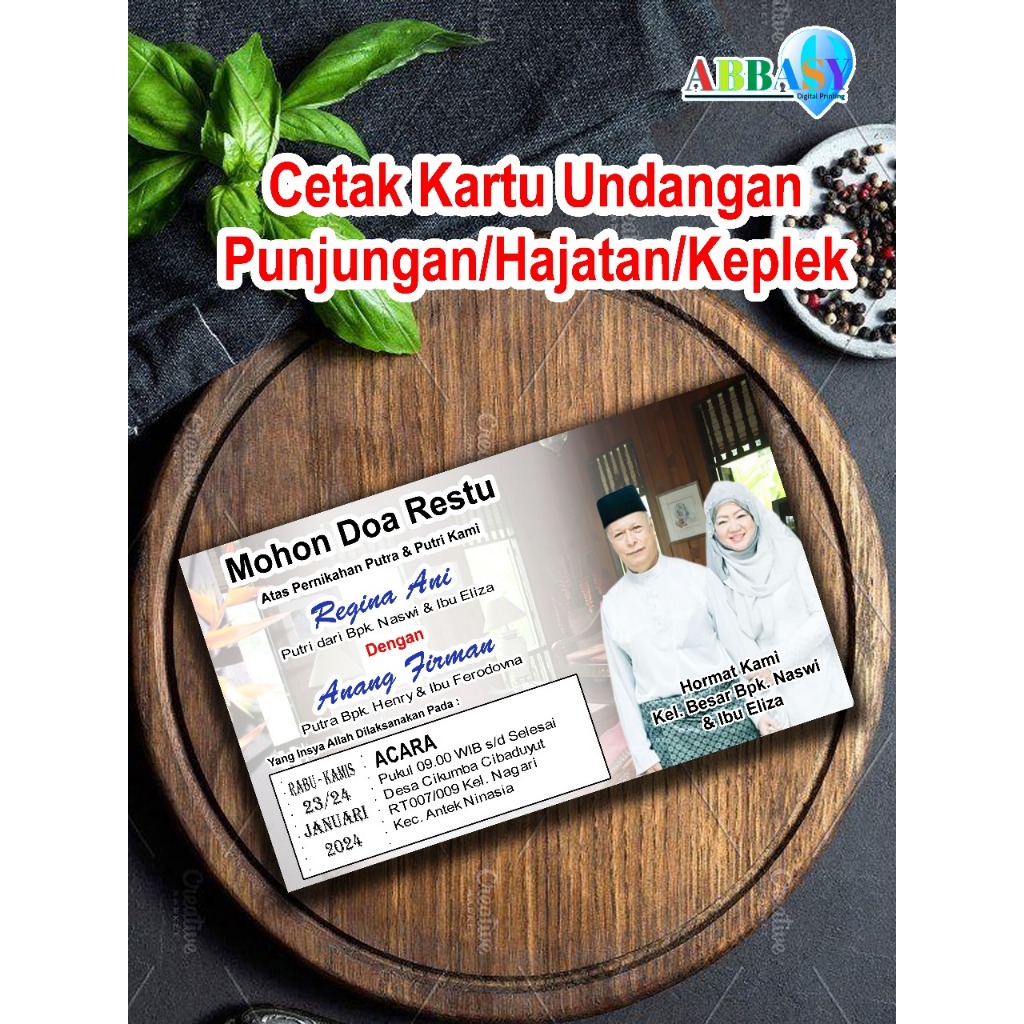 CETAK KARTU PUNJUNGAN / HAJATAN / BESEK / KARTU KEPLEK ATAU UNDANGAN KOPI