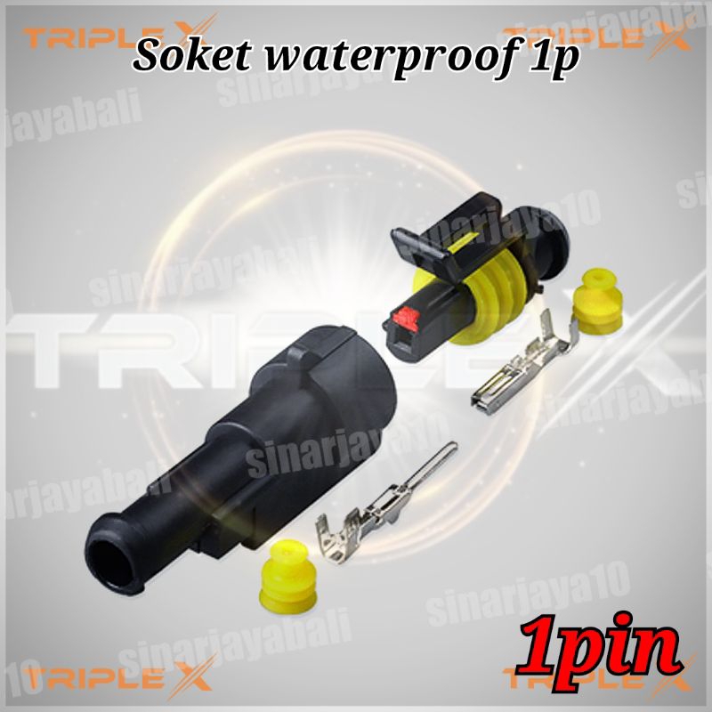 soket kabel motor 1pin anti air socket konektor 1p mobil Waterproof hitam 1 pin connector otomotif