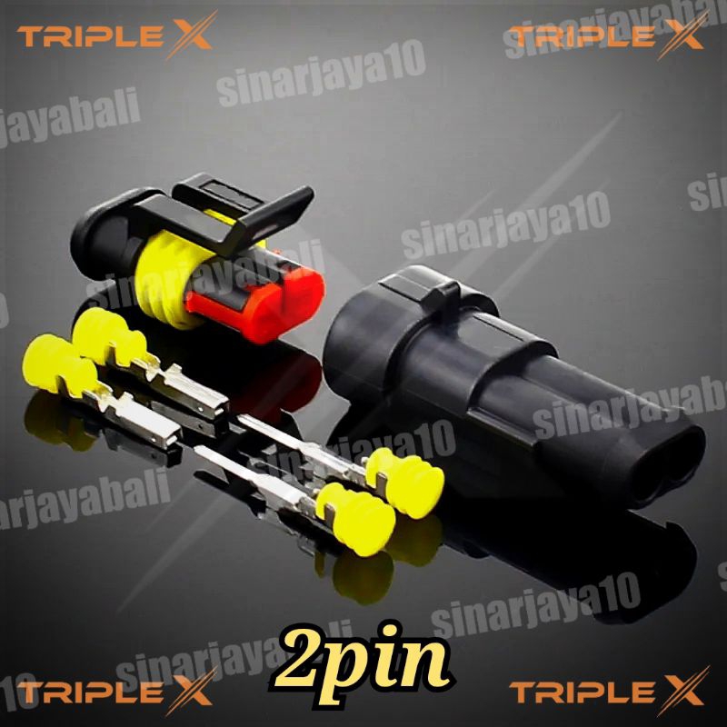 soket socket konektor kabel motor 2pin 2p 2 pin waterproof anti air hitam connector terminal otomoti