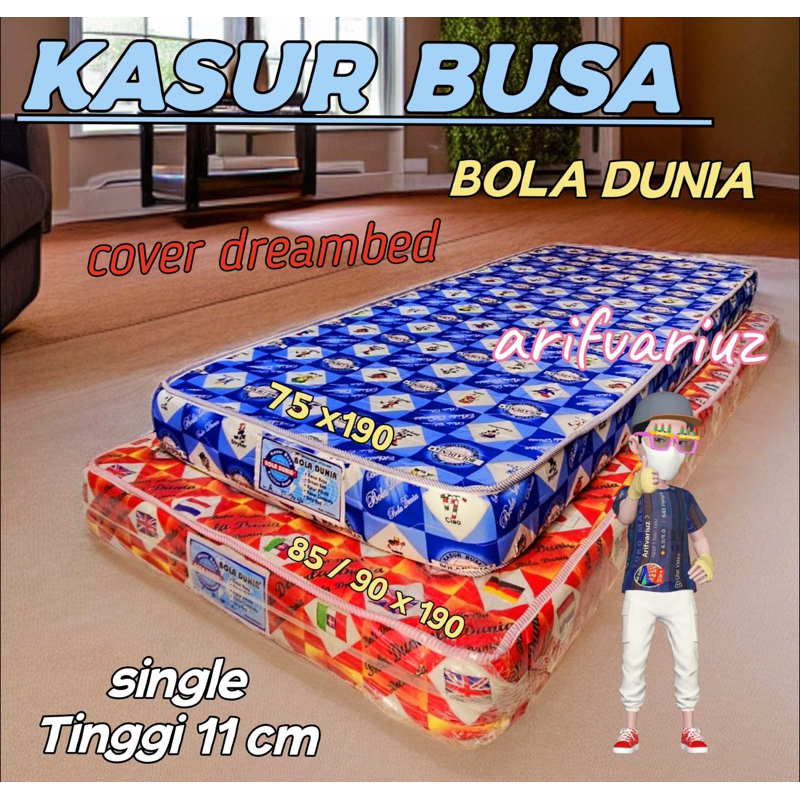 ( instan kurir ) KASUR BUSA LEMBUT DREAMBED LIS BOLA DUNIA TIPIS 11 CM