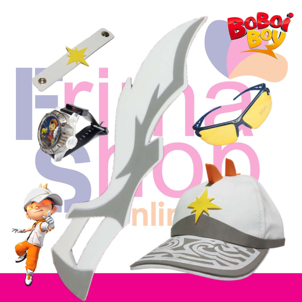 PAKET TOPI + JAM TANGAN + KACAMATA + PEDANG BOBOIBOY SOLAR