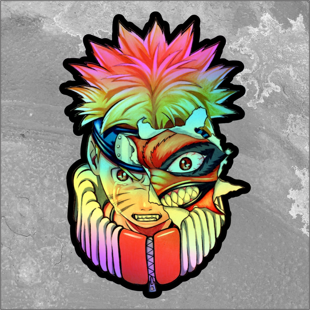 Sticker Hologram Naruto X kurama | Sticker Anime Naruto ukuran 7 cm