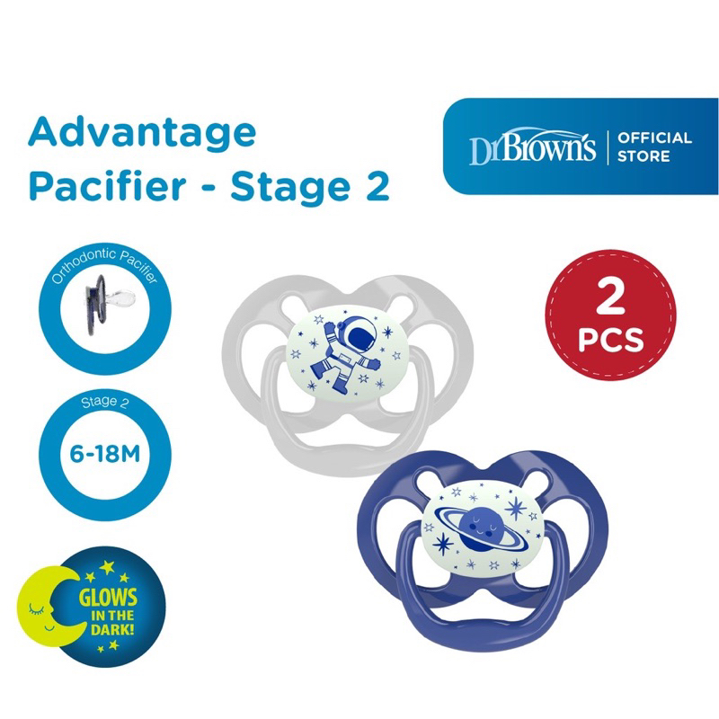 Dr Browns Advantage Pacifier Glow in the dark Kompeng dot bayi ortodontik