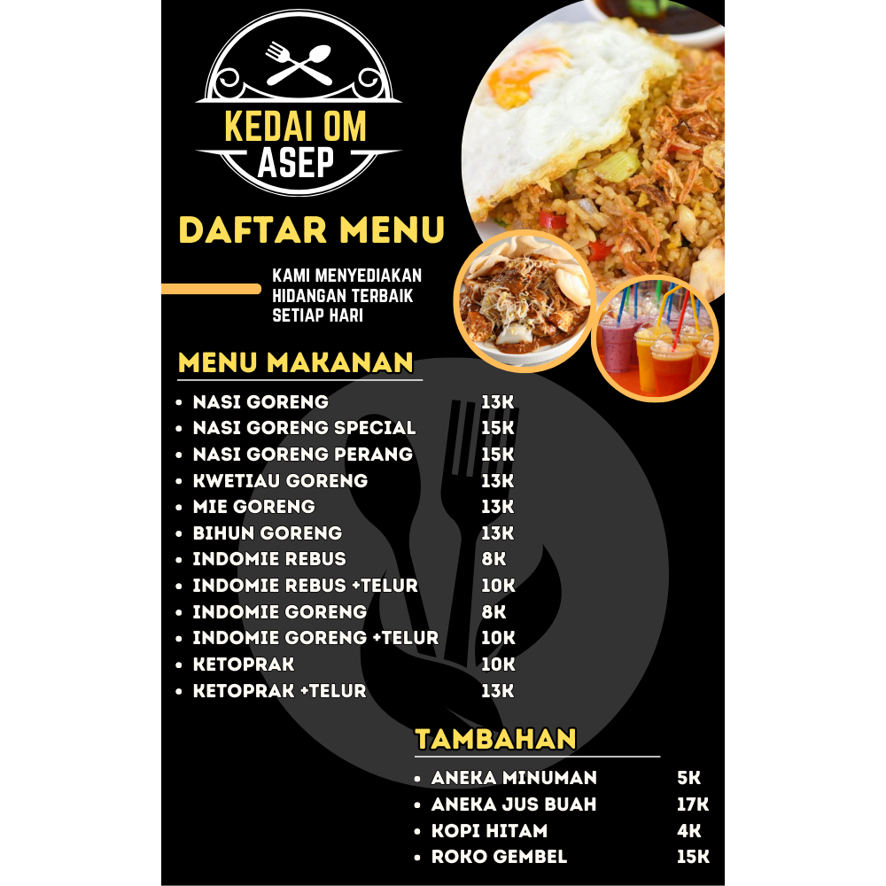 jasa cetak dan desain daftar menu usaha kuliner maanan dan minuman lengkap free desain dan revisi