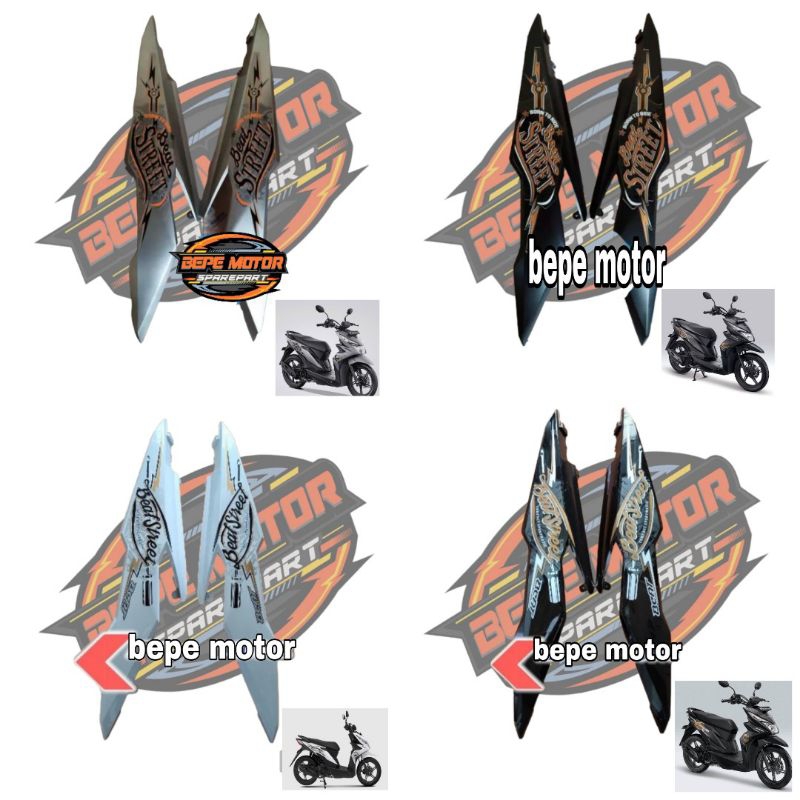 TERMURAH  BODI SAMPING BELAKANG MOTOR HONDA BEAT STREET TAHUN 2016 2017 2018 2019 WARNA HITAM PUTIH 