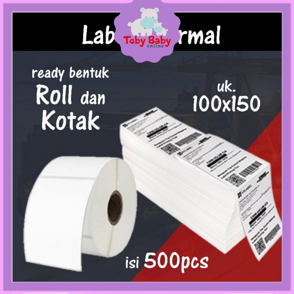 

LABEL THERMAL 100X150mm ISI 500pcs KERTAS DIRECT PRINTER BARCODE STICKER RESI