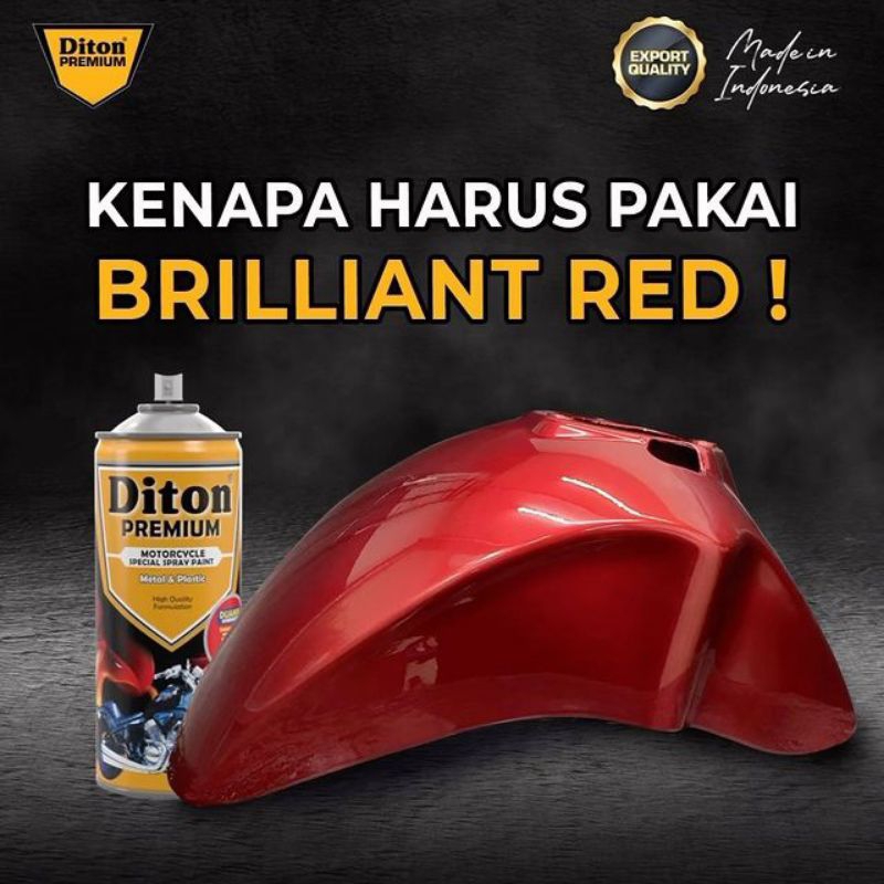 Pilok Merah Metalik Brilliant Red Y 9138 * Paket 4 klg Diton Premium Cat Sepeda Motor Mobil Velg