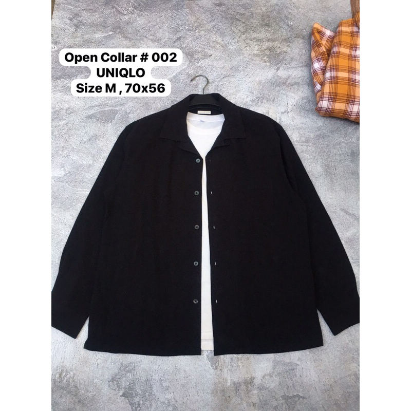 Kemeja Open Collar UNIQLO GU warna hitam size M # 002