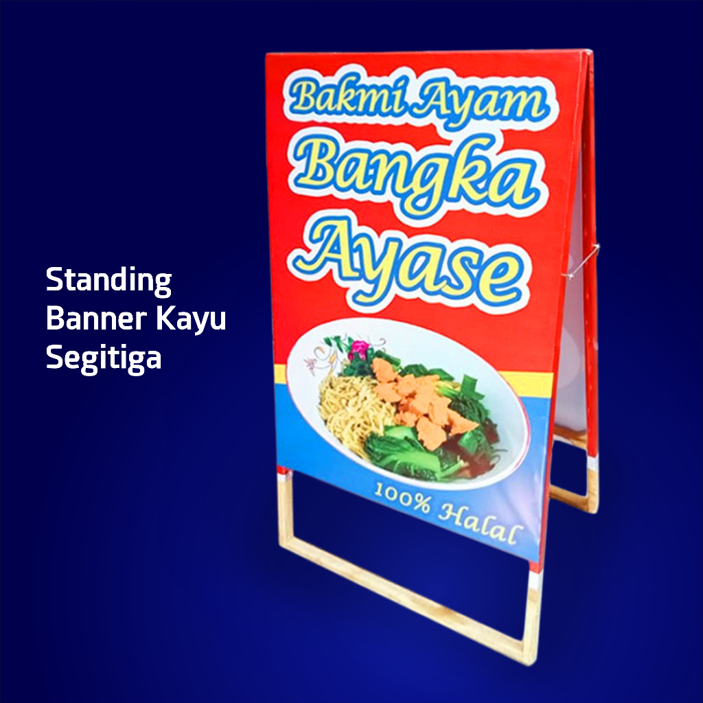 Standing Banner Kayu Segitiga