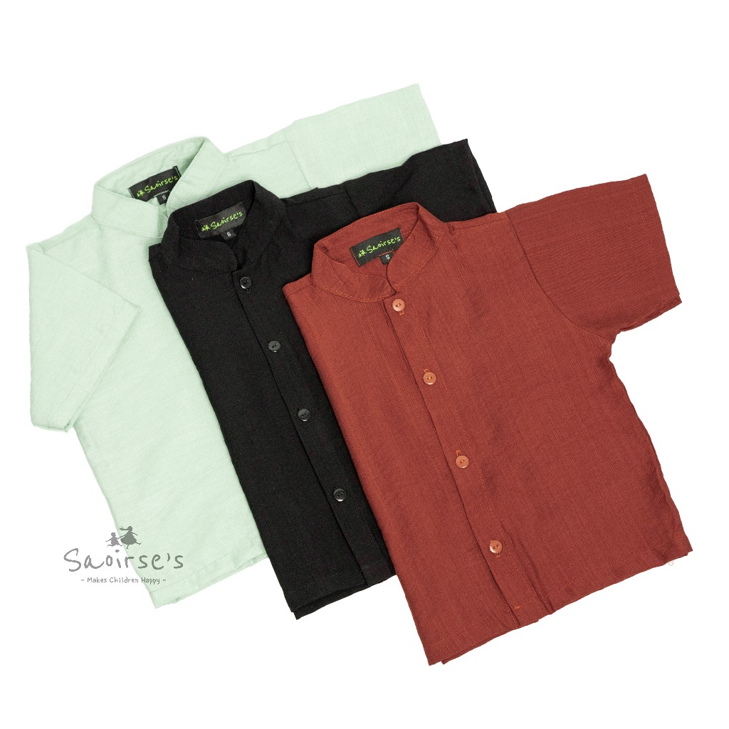 SAOIRSE'S Fyan - Kemeja Anak Laki-Laki Lengan Pendek Strip Shirt Adem Baju Main Harian 2-7 Tahun