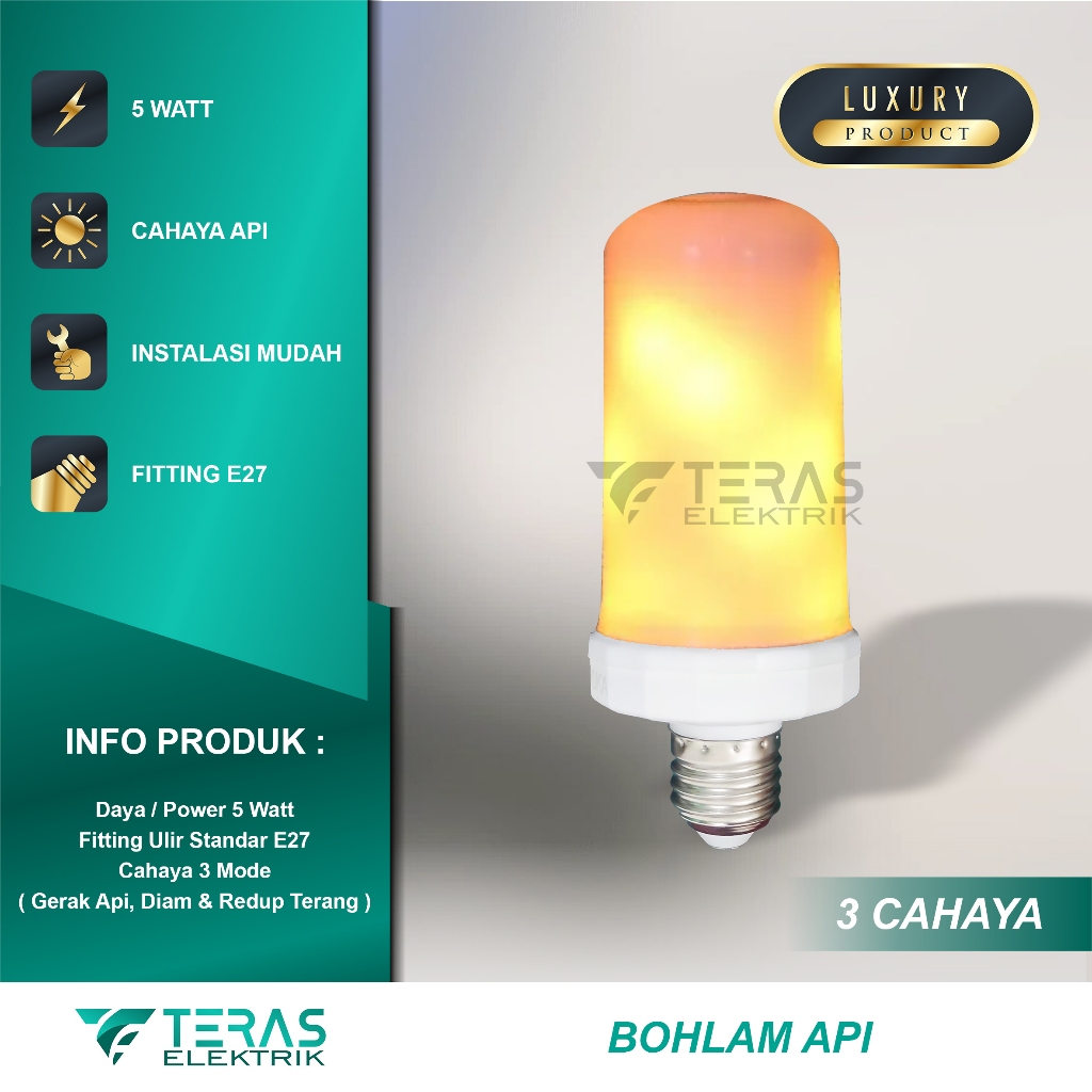 Lampu bohlam LED efek api bulb cafe 5 watt fiting E27 bohlam obor api