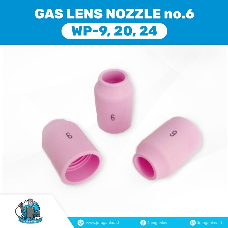 KERAMIK ARGON GAS LENS NOZZLE NO 6 UNTUK STANG LAS ARGON WP-9