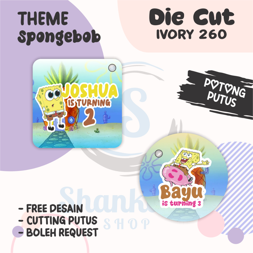 

Tag Bulat Kotak Ulang Tahun THEME SPONGEBOB /Tag Label Ulang Tahun / Hangtag Hampers Custom