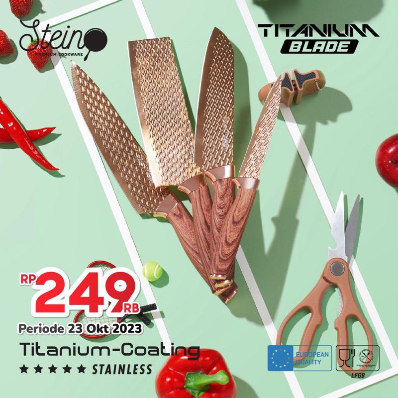 TITANIUM Blade knives set pisau Stein DEBM