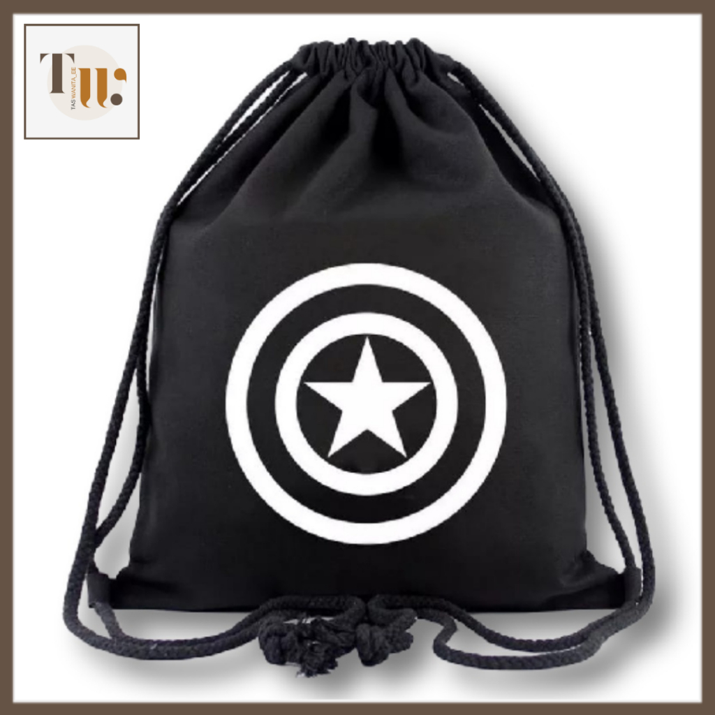 [TAS MURAH] Tas Serut Unisex Pria Wanita Motif Batman Superman Tas Serut  Captain America WanitaEE