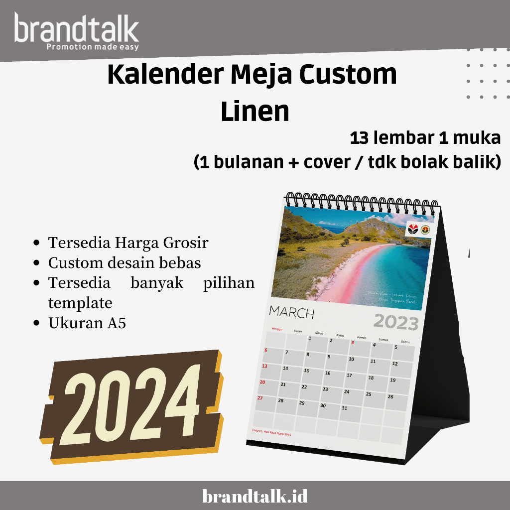 

Custom Kalender Meja 2025 - Penyangga Linen - 13 Lembar 1 Muka