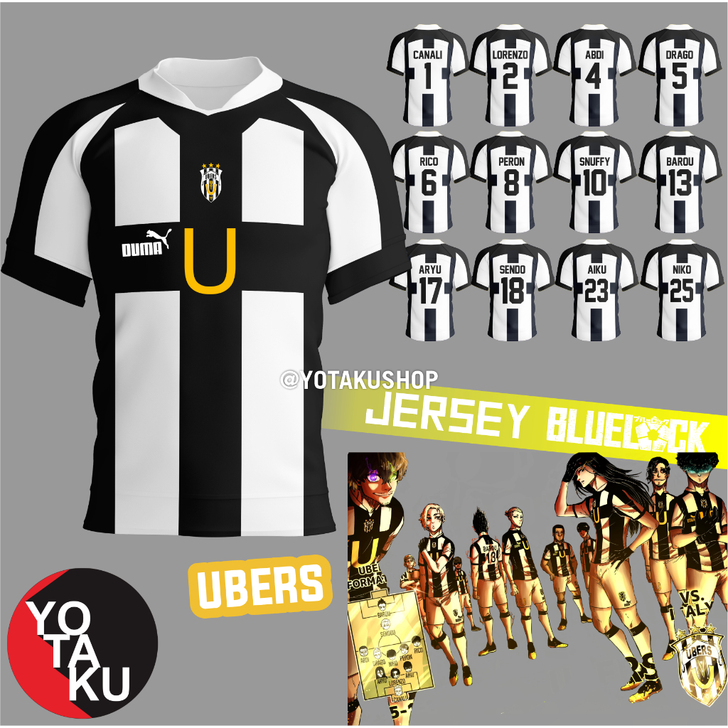 Jersey Anime Cosplay Blue Lock UBERS Seri 2 Barou Aryu YOTACOS