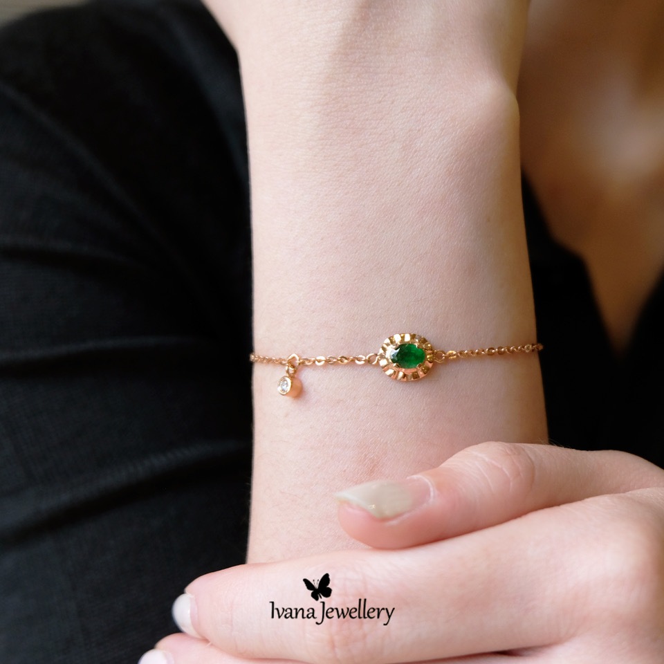 Gelang Rantai Emas Emerald Oval - Ivana Jewellery