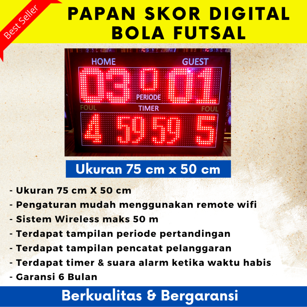 Papan Skor Digital Futsal Running Text