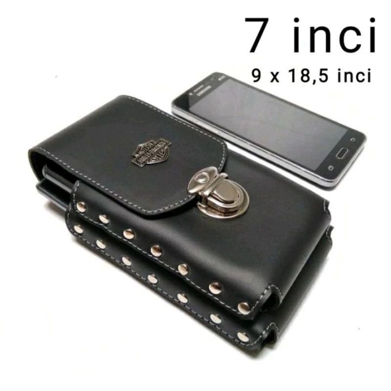Sarung hp ukuran 7 inci pinggang pria Dompet pinggang hp kualitas premium.