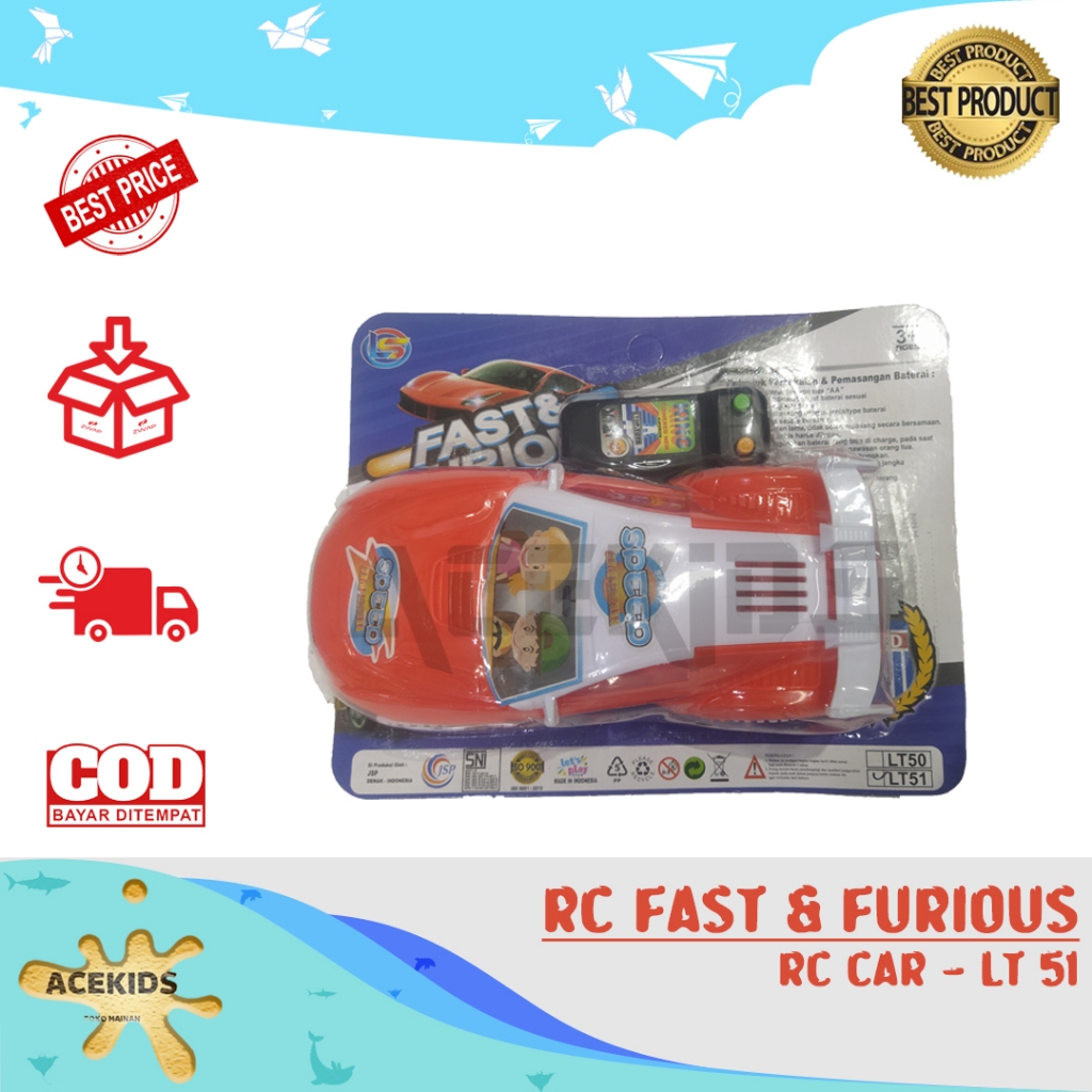 Mainan Mobil Remot Kabel RC Kabel Fast & Farious Mainan Remot Control Karakter Fast & Forious - LT51