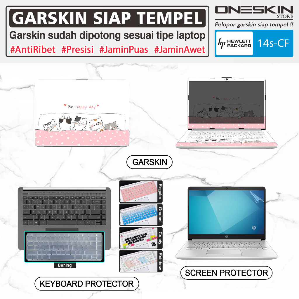 Precut Garskin Sticker Laptop Perfect Fit Pelindung Screen Keyboard Protector Kompatibel untuk HP 14