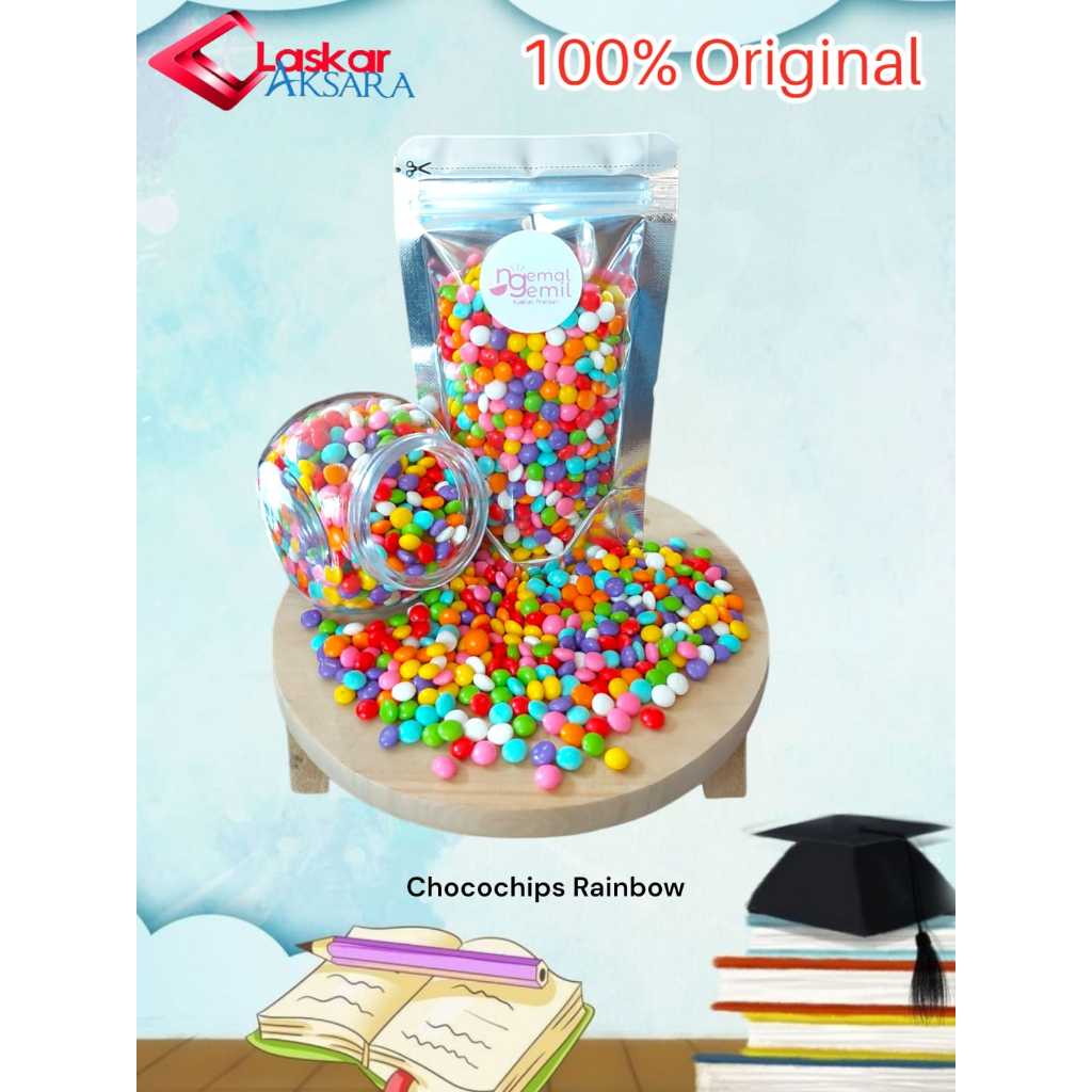 

Chocochips Pipih Warna Warni Chocochips Bulat Rainbow Sprinkle Topping Hiasan Kue Donut Pop Ice / Premium