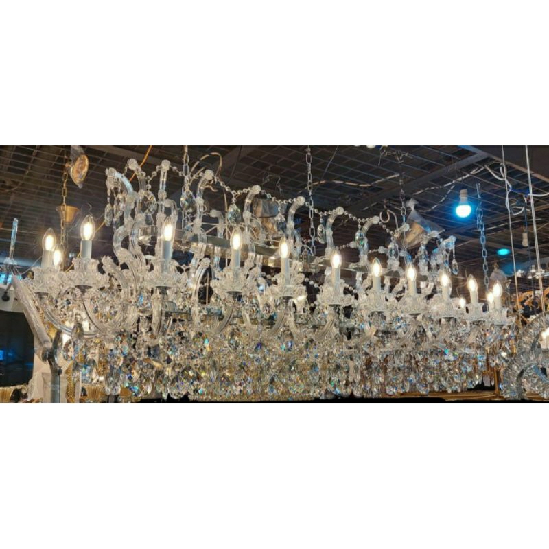 lampu meja makan cristal oval lilin 22 lampu