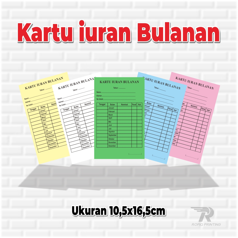 Kartu Iuran Bulanan ( PREMIUM MURAH) Kartu Iuran Rt
