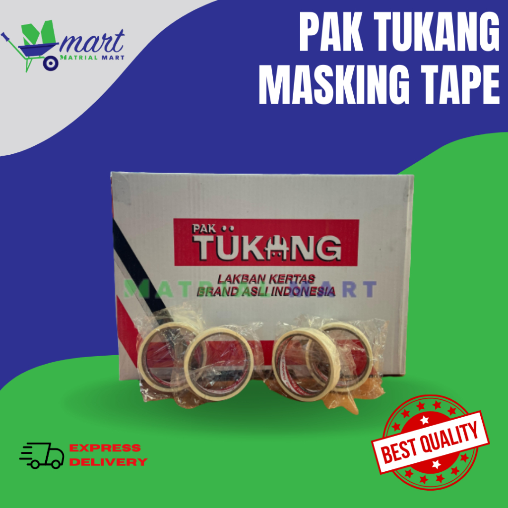 

Lakban Kertas Masking Tape Solatip Isolasi 24mm x 10m/Pak Tukang