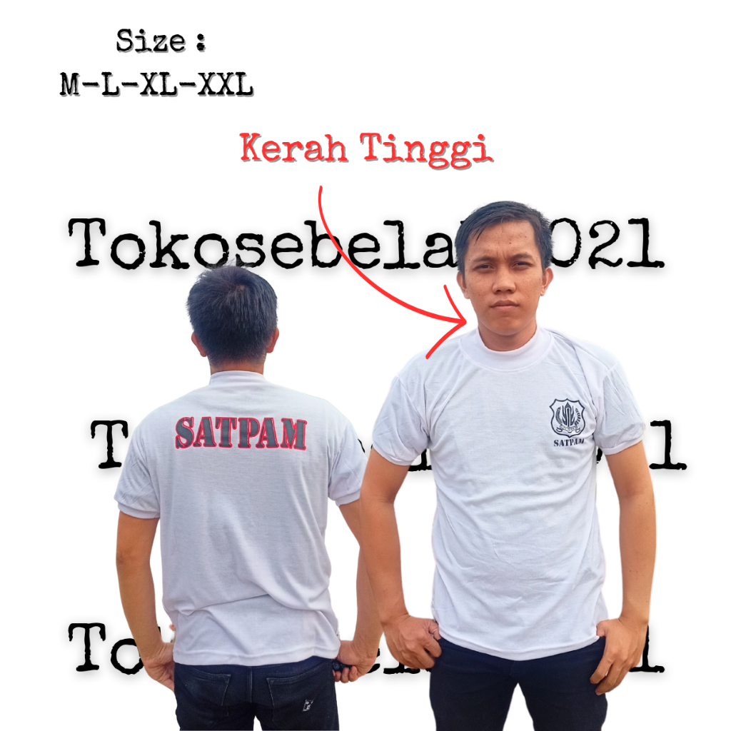 Kaos Satpam Putih Kerah Tinggi