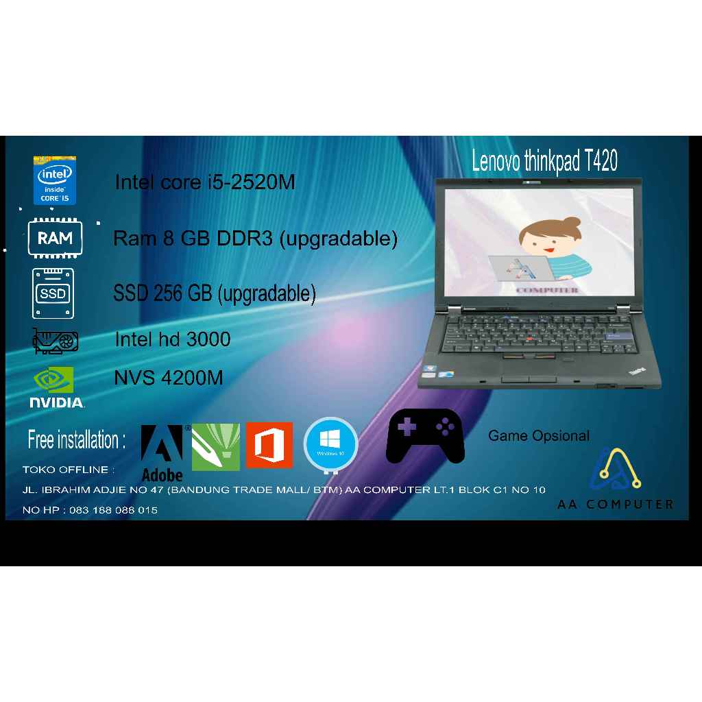 Laptop Lenovo Thinkpad T420 Core i5 Gen 2 / Ram 8gb / SSD 128gb