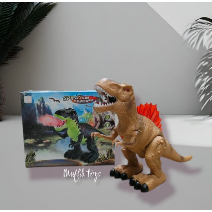 Mainan Figurine Robot T-Rex Dinosaurus Music Flash Spray Flame Corythosaurus Tyrannosaurus
