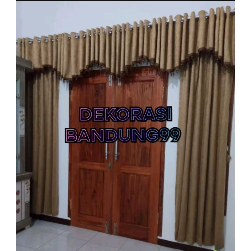 Satu set Gorden Poni Jendela dan Pintu Tengah Ruang Tamu Hordeng rumah minimalis panjang 3 meter x t