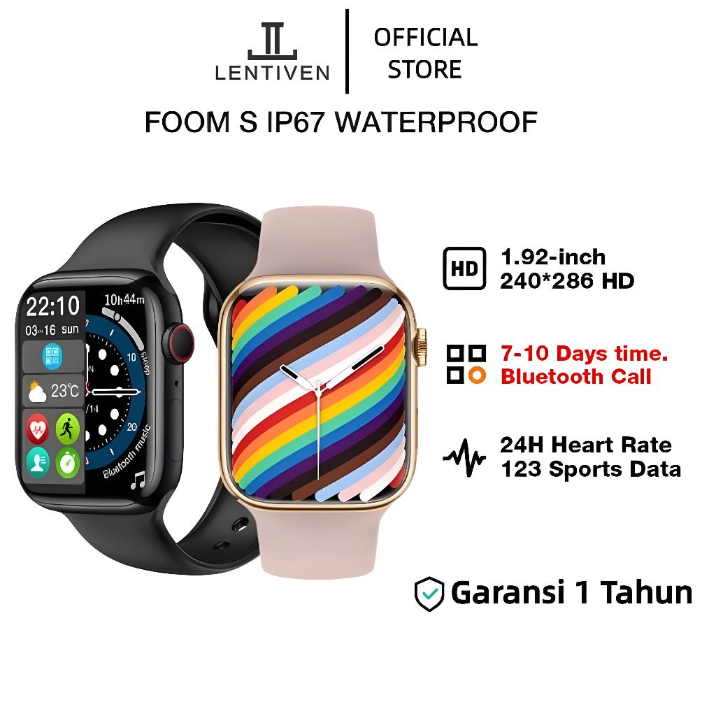 LENTIVEN SMARTWATCH TAHAN AIR BLUETOOTH FITNESS BISA TELPHONE FULL SCREEN