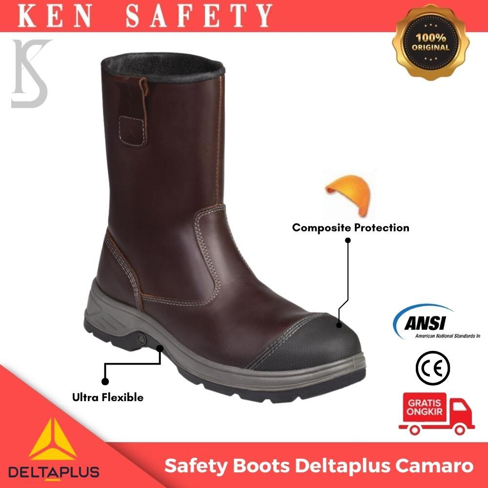 Sepatu Kerja Safety Boots Kulit Asli Ujung Besi Deltaplus Camaro Toe Cap Original