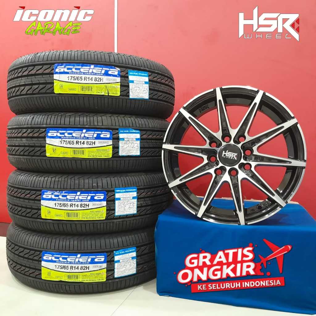 paketan velg HSR KCCX-2 ring14 dan BAN mobil untuk brio,agya,ayla,vios,avanza,xenia,sigra,calya, dll