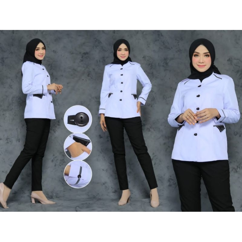 Blazer Kerja ASN Blazer Guru Seragam Hitam Putih