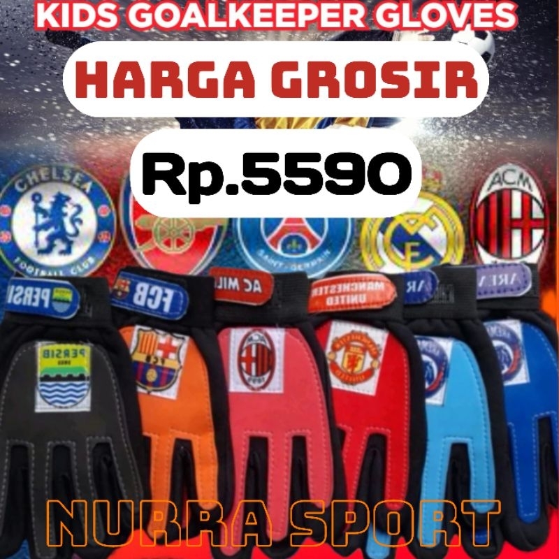 Grosir Sarung Tangan Kiper Anak- sarung tangan Sepak bola kiper Anak 7-8 -9-10-11-12--  12 tahun