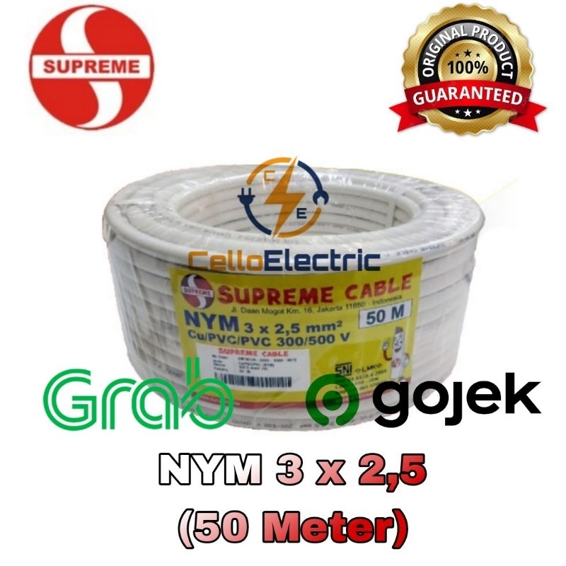 Kabel Supreme 3x2,5 NYM 1 Roll 50 Meter - Kabel Listrik Supreme 3x2.5 NYM