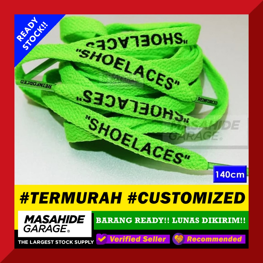 Off White Laces Off White Shoelaces Green Hijau 140cm Tali Sepatu Air Jrdan Af1 Virgil Abloh