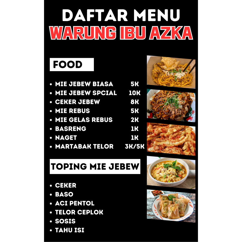 

DAFTAR MENU USAHA KULINERAN DAN UNTUK PAKET USAHA LAIN NYA FREE DESAIN DAN REVISI SAMPAI JADI